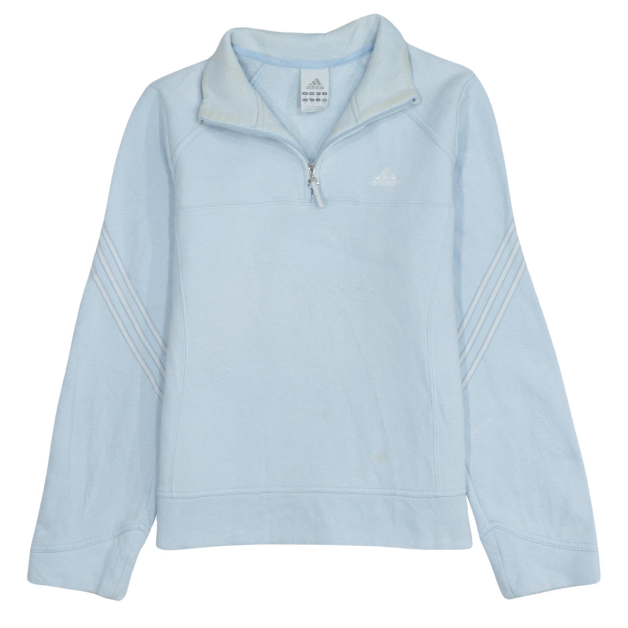 Adidas Women's Light Blue 1/2 Zip Pullover Sweatshirt UK 10