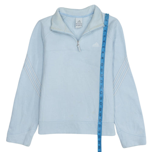 Adidas Women's Light Blue 1/2 Zip Pullover Sweatshirt UK 10