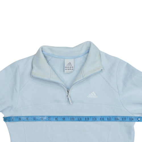 Adidas Women's Light Blue 1/2 Zip Pullover Sweatshirt UK 10