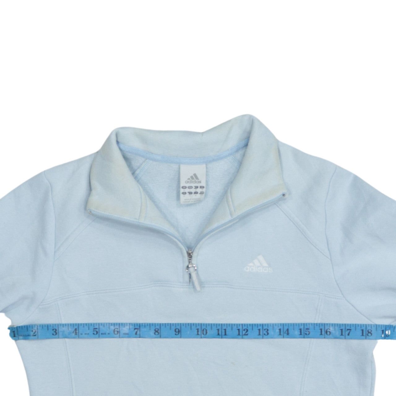 Adidas Women's Light Blue 1/2 Zip Pullover Sweatshirt UK 10