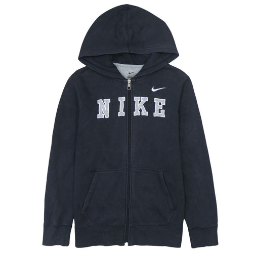 Nike Boys Black Full Zip Hoodie Sweatshirt L 12-13 Years Fleece Casual