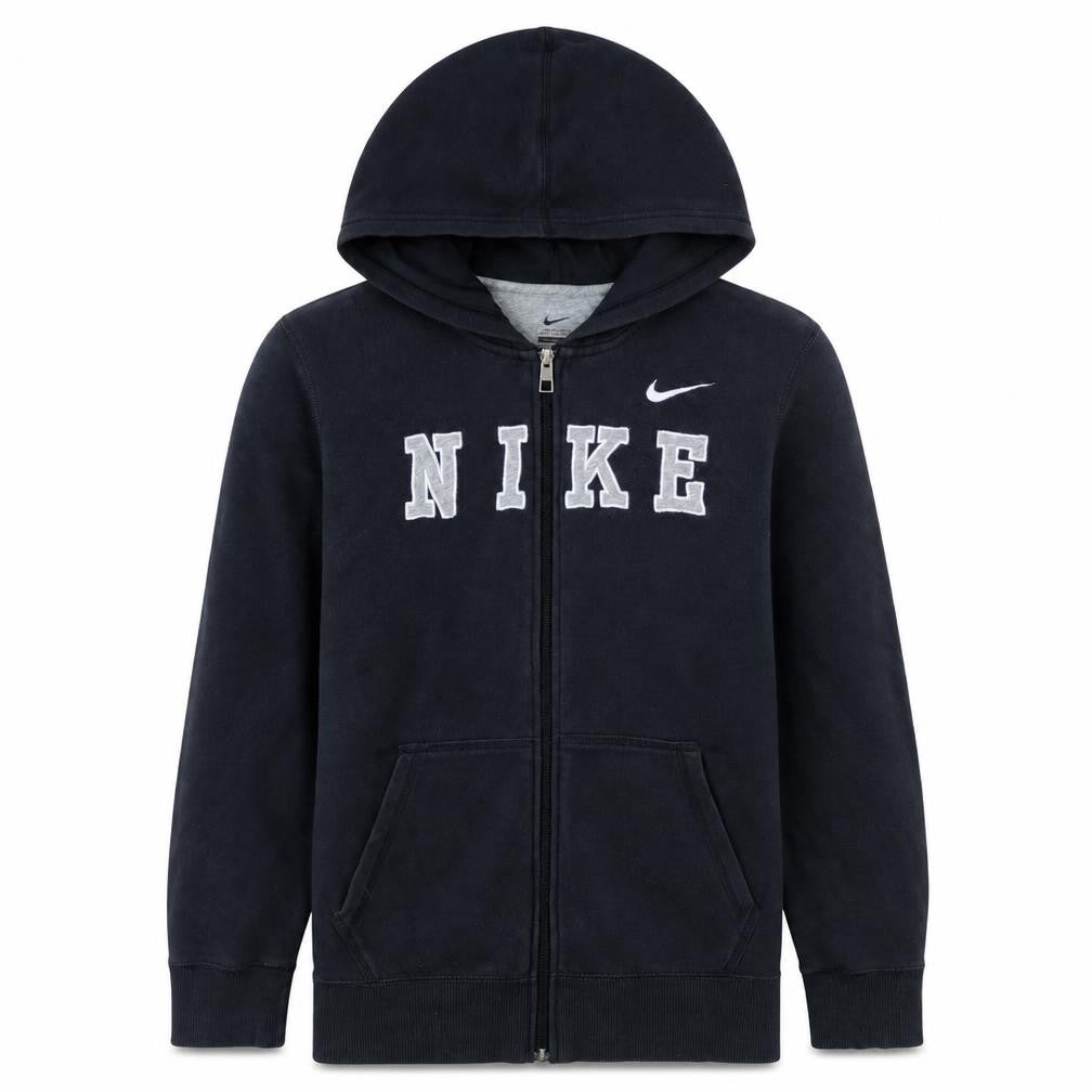 Nike Boys Black Full Zip Hoodie Sweatshirt L 12-13 Years Fleece Casual