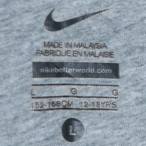 Nike Boys Black Full Zip Hoodie Sweatshirt L 12-13 Years Fleece Casual
