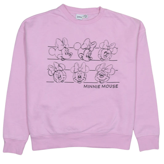 Disney Women Pink Minnie Mouse Sweatshirt Size M Crew Neck Pullover