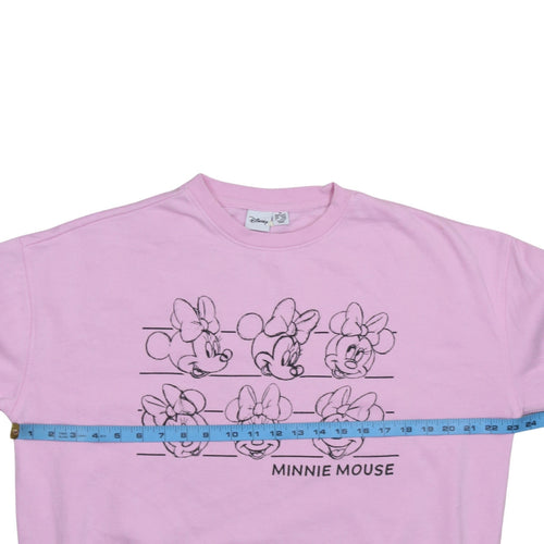 Disney Women Pink Minnie Mouse Sweatshirt Size M Crew Neck Pullover