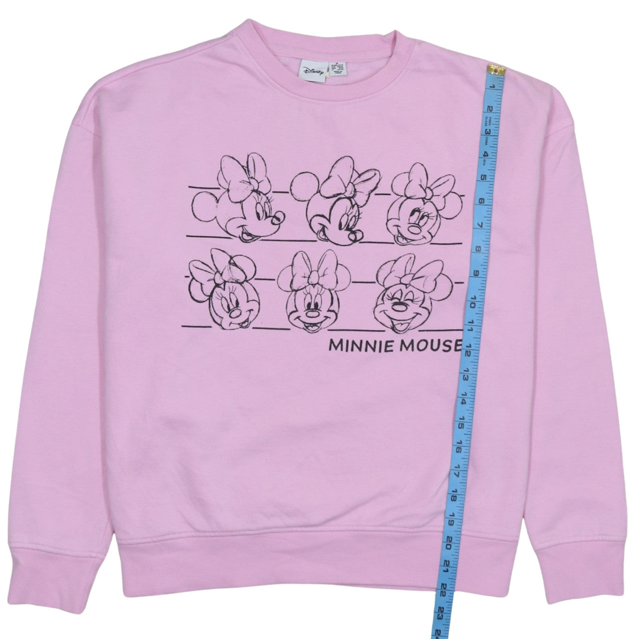 Disney Women Pink Minnie Mouse Sweatshirt Size M Crew Neck Pullover