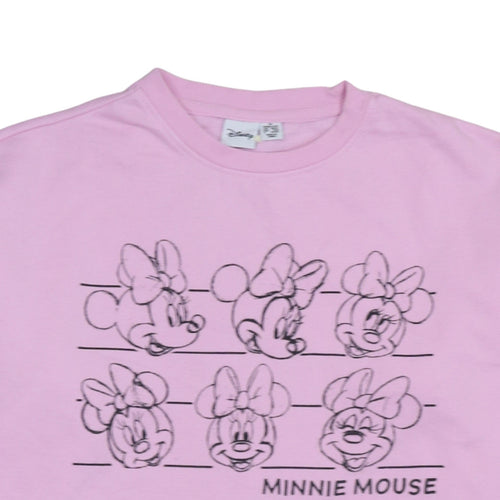 Disney Women Pink Minnie Mouse Sweatshirt Size M Crew Neck Pullover