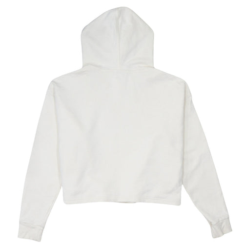 Puma Women White Small Pullover Hoodie Cotton Logo Relaxed Fit