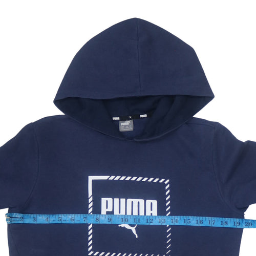 Puma Teens Blue Pullover Hoodie L Logo Fleece Sweatshirt