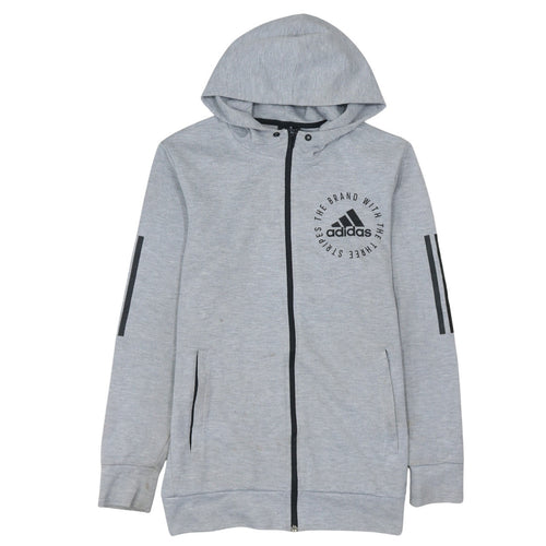 Adidas Men's Grey Full Zip Hoodie S Sportswear