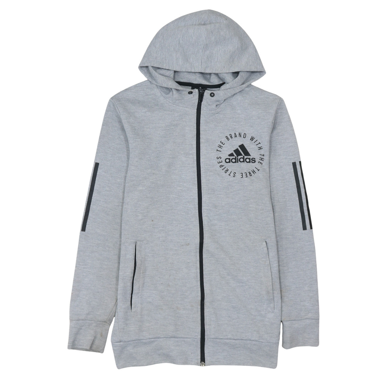 Adidas Men's Grey Full Zip Hoodie S Sportswear