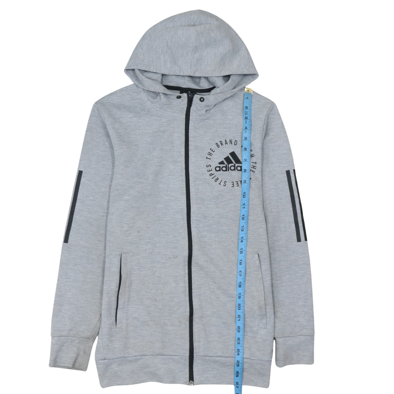 Adidas Men's Grey Full Zip Hoodie S Sportswear