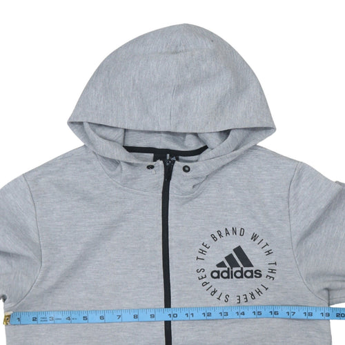 Adidas Men's Grey Full Zip Hoodie S Sportswear