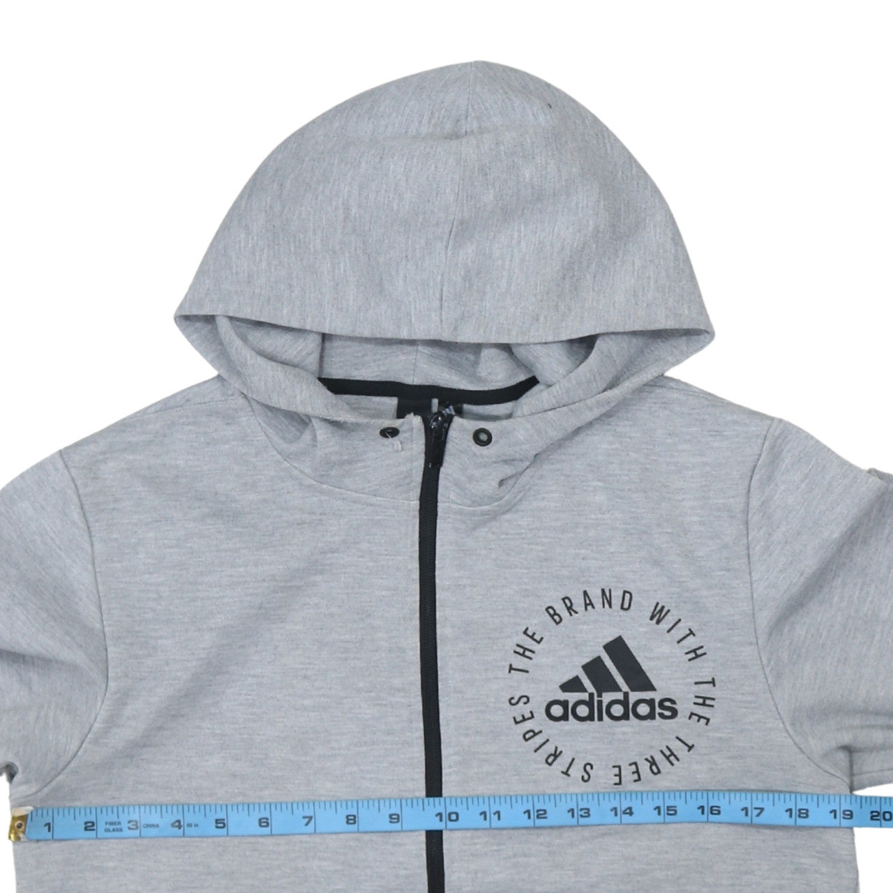 Adidas Men's Grey Full Zip Hoodie S Sportswear