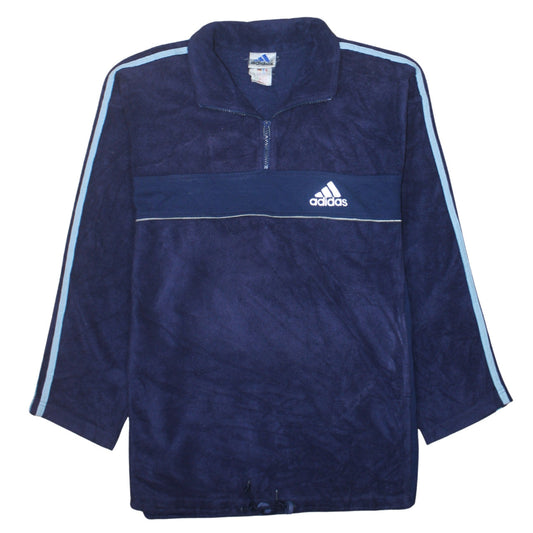 Adidas Men's Blue Fleece 1/4 Zip Track Jacket Size L