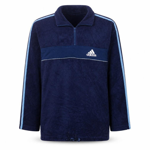 Adidas Men's Blue Fleece 1/4 Zip Track Jacket Size L