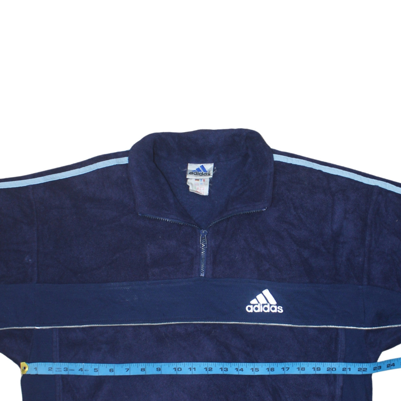 Adidas Men's Blue Fleece 1/4 Zip Track Jacket Size L