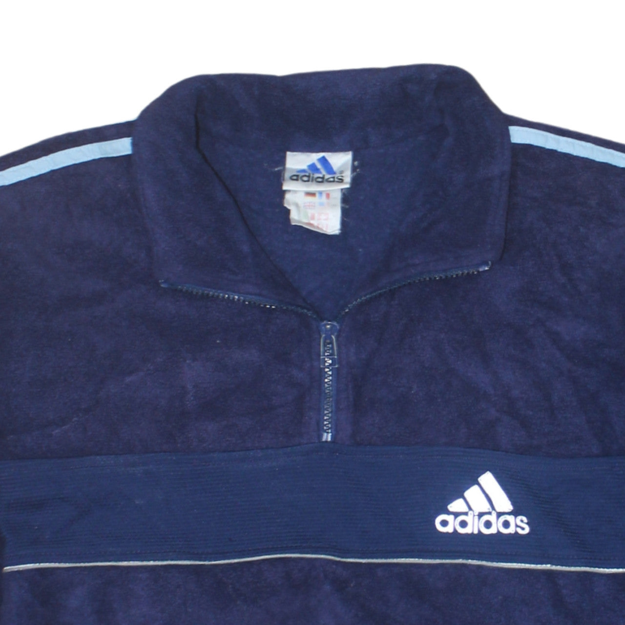 Adidas Men's Blue Fleece 1/4 Zip Track Jacket Size L