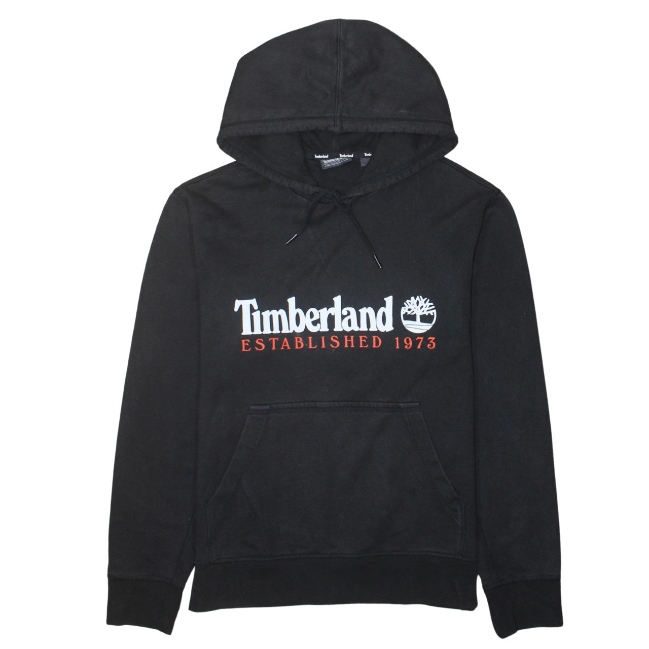 Timberland Men's Black Hoodie M Pullover Fleece Logo Sweatshirt