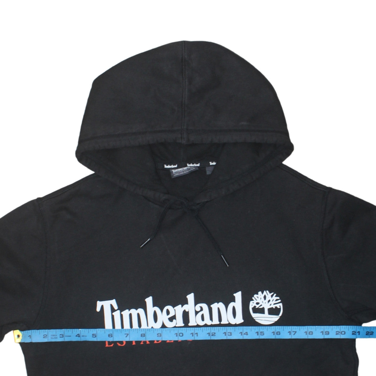 Timberland Men's Black Hoodie M Pullover Fleece Logo Sweatshirt
