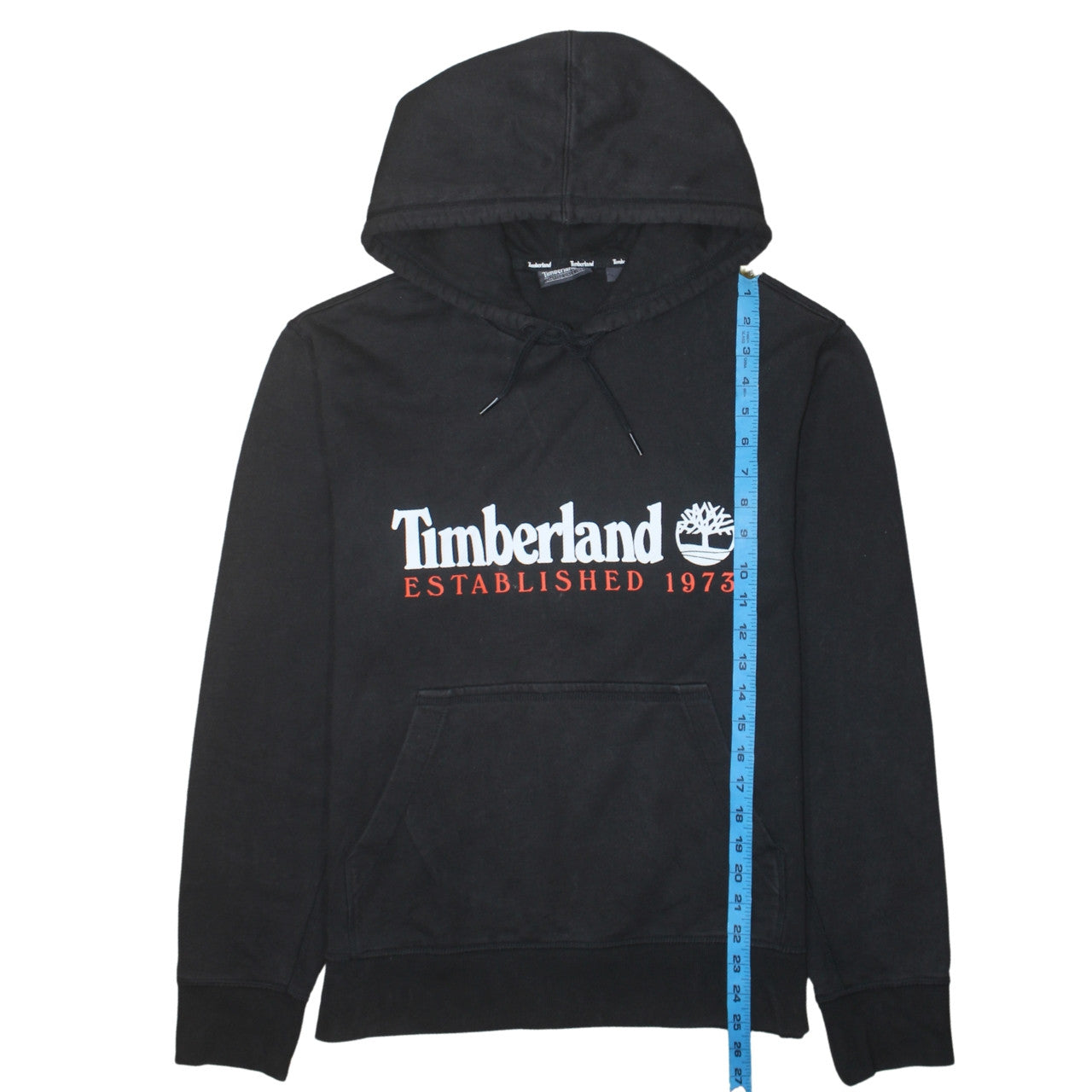 Timberland Men's Black Hoodie M Pullover Fleece Logo Sweatshirt