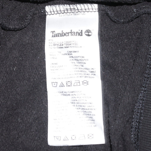 Timberland Men's Black Hoodie M Pullover Fleece Logo Sweatshirt