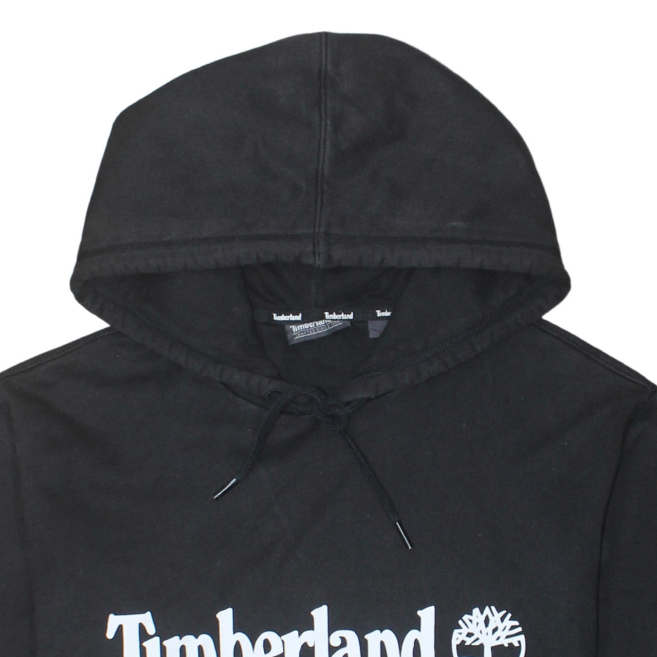 Timberland Men's Black Hoodie M Pullover Fleece Logo Sweatshirt