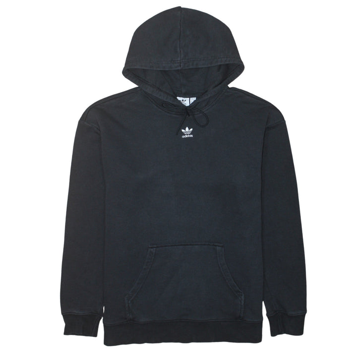 Adidas Womens Black Pullover Hoodie Size 10 Cotton Casual Sweatshirt