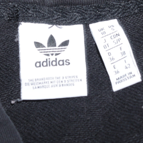 Adidas Womens Black Pullover Hoodie Size 10 Cotton Casual Sweatshirt