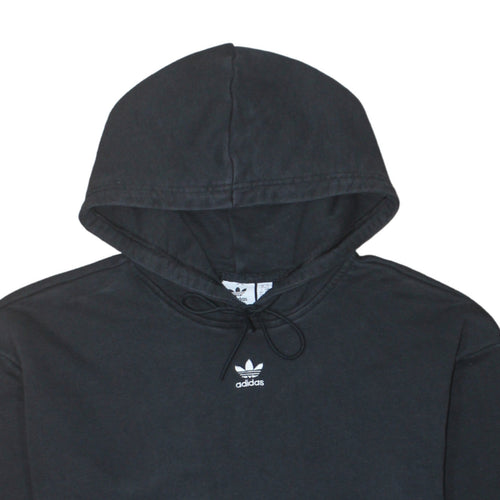Adidas Womens Black Pullover Hoodie Size 10 Cotton Casual Sweatshirt
