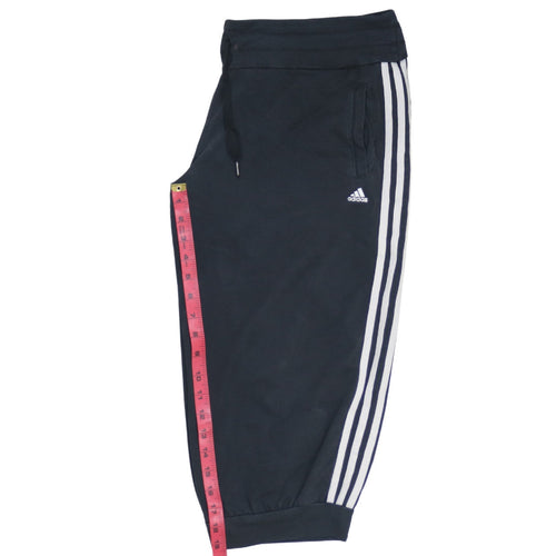 Adidas Women Black L Athletic Shorts with White Stripes