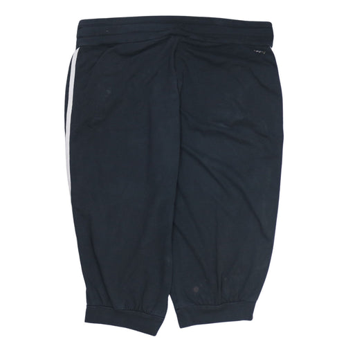 Adidas Women Black L Athletic Shorts with White Stripes