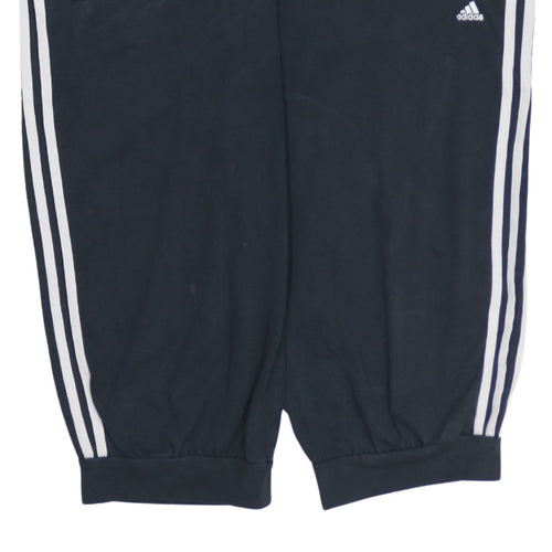 Adidas Women Black L Athletic Shorts with White Stripes