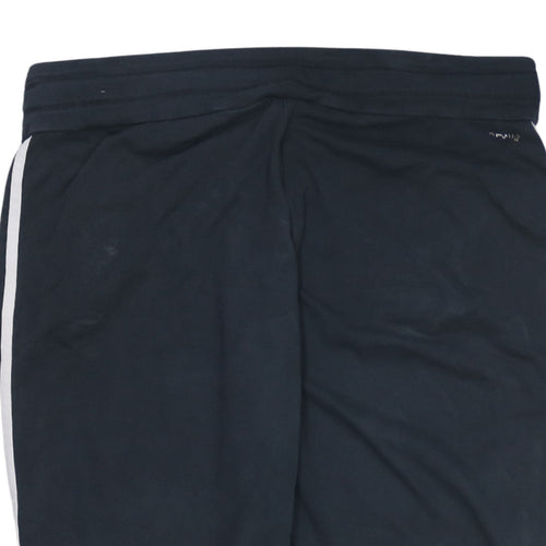 Adidas Women Black L Athletic Shorts with White Stripes