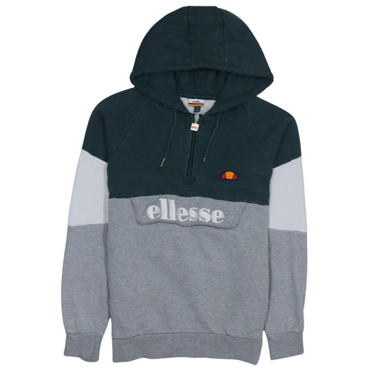 Ellesse Men's Grey Colour Block 1/2 Zip Hoodie Size S