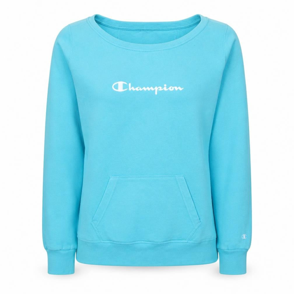 Front view of Champion Women’s Blue Pullover Sweatshirt Large Heritage Fit