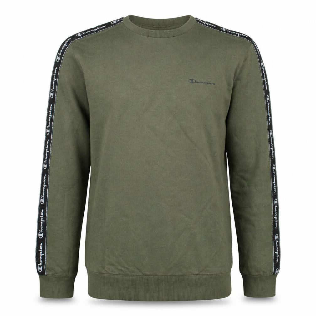 Front view of Champion boys’ green logo tape pullover sweatshirt 15-16 years