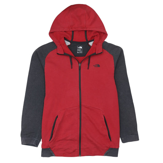 The North Face Mens Red Grey Full Zip Hoodie XL FlashDry Cotton Blend