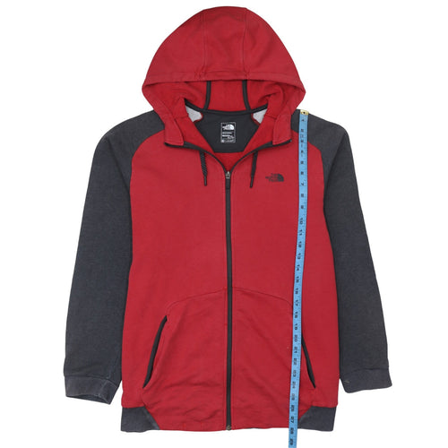 The North Face Mens Red Grey Full Zip Hoodie XL FlashDry Cotton Blend
