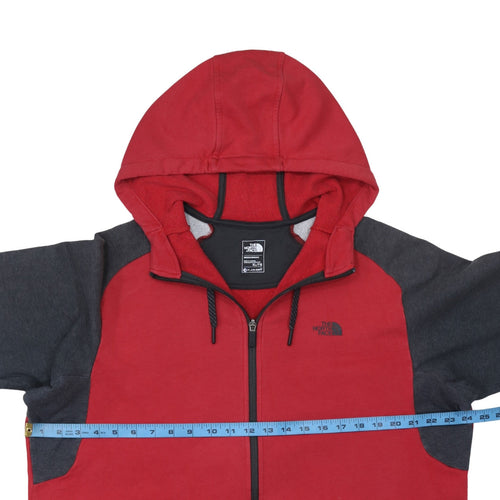 The North Face Mens Red Grey Full Zip Hoodie XL FlashDry Cotton Blend
