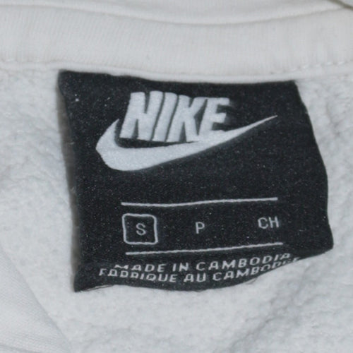 Nike Men's White Pullover Hoodie S Regular Fit Graphic Logo