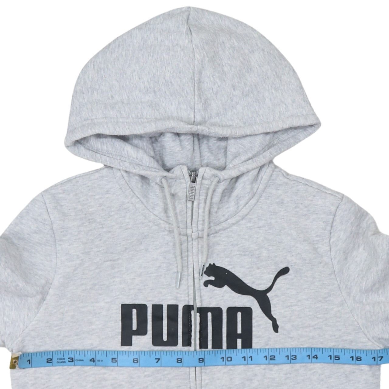 Puma Womens Grey Full Zip Hoodie Size 10 Logo Hooded Sweatshirt