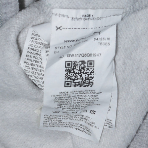 Puma Womens Grey Full Zip Hoodie Size 10 Logo Hooded Sweatshirt