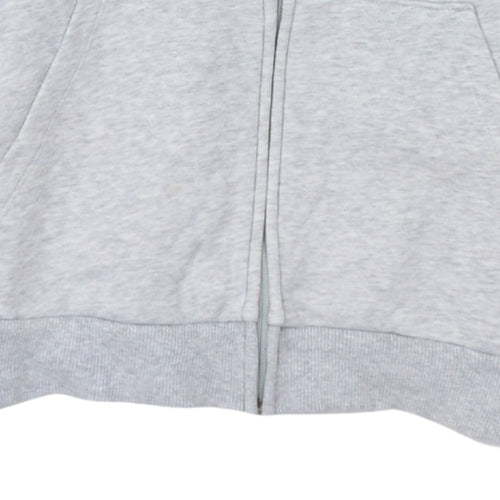 Puma Womens Grey Full Zip Hoodie Size 10 Logo Hooded Sweatshirt