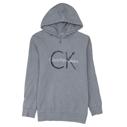 Calvin Klein Jeans Men's Grey Pullover Hoodie M Logo Cotton Blend