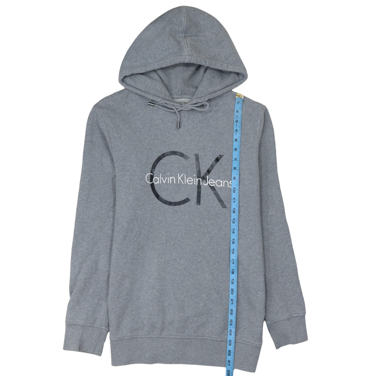 Calvin Klein Jeans Men's Grey Pullover Hoodie M Logo Cotton Blend