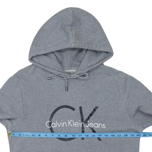 Calvin Klein Jeans Men's Grey Pullover Hoodie M Logo Cotton Blend