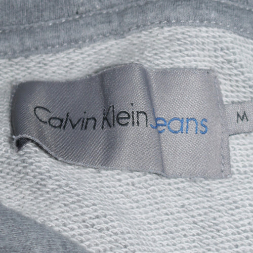 Calvin Klein Jeans Men's Grey Pullover Hoodie M Logo Cotton Blend