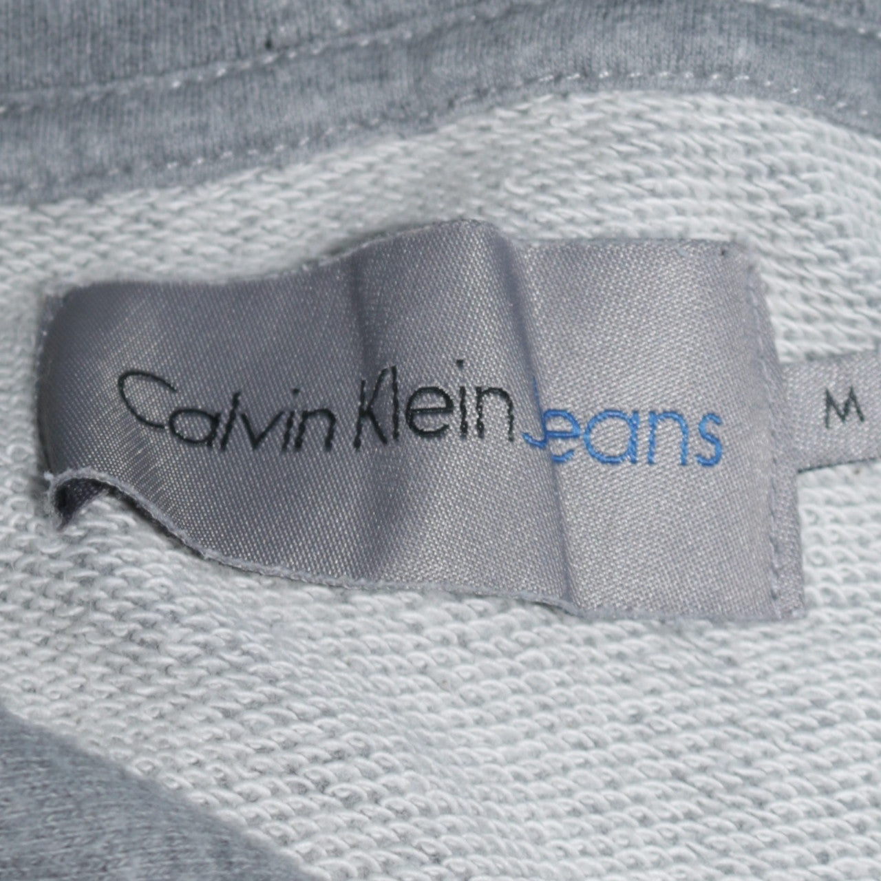 Calvin Klein Jeans Men's Grey Pullover Hoodie M Logo Cotton Blend