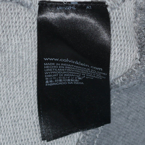 Calvin Klein Jeans Men's Grey Pullover Hoodie M Logo Cotton Blend